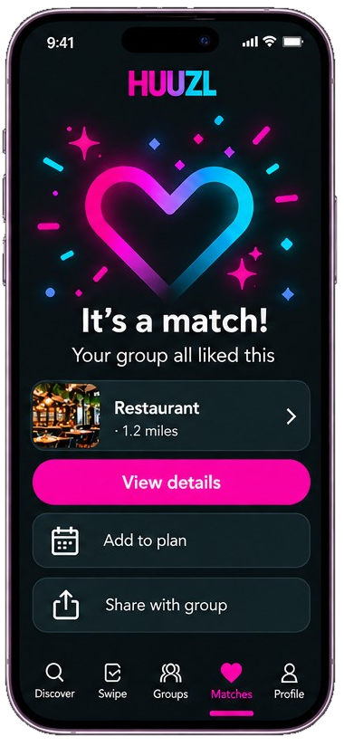 HUUZL app preview: Get a match